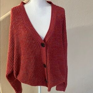 Women's Red Knit Cardigan Sweater